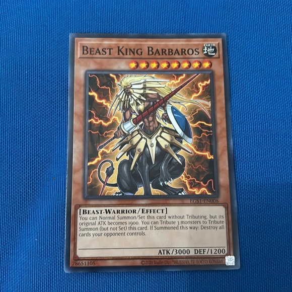Yugioh Card King Beast Barbaros Earth Type Monster 1st Edition 2020 NWOTS Trading Cards